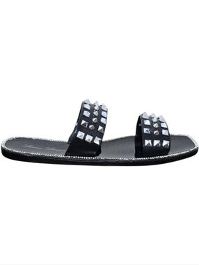 Lauren Lorraine Studley Black Studded Rhinestone Jelly Slide Sandals Size 7